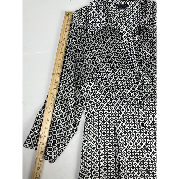 Spence Geometric Printed Silk Shirt Dress Button Down Size 8 New Without Tags - Picture 6 of 9